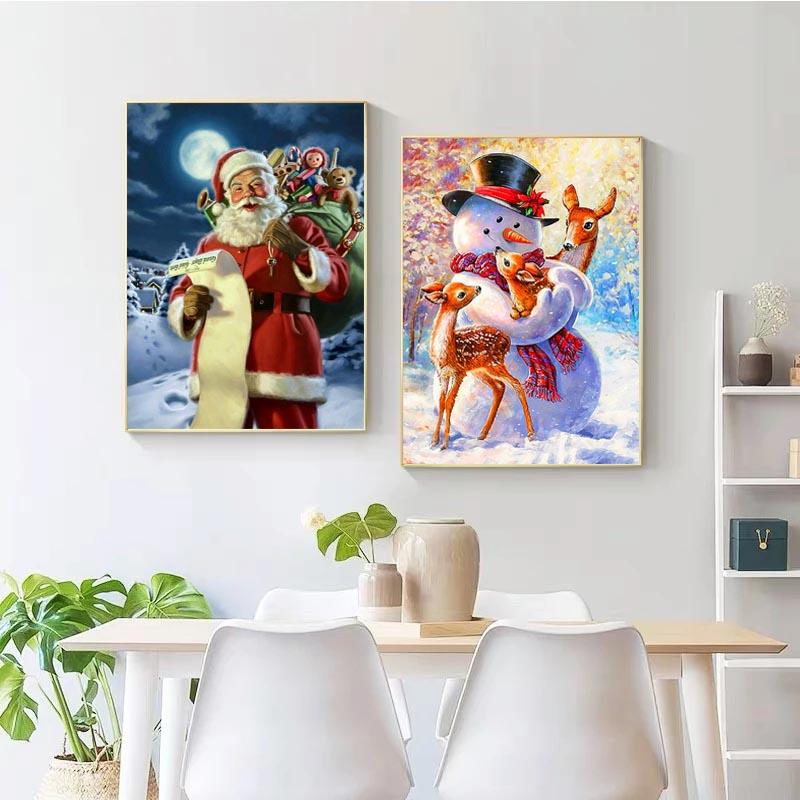 Christmas Decorations, Different Santa Claus Giving Christmas Gifts, Wall Decorations