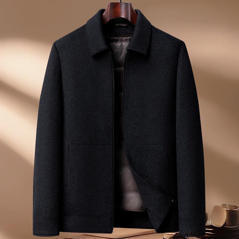 Pierre Cardin Men's Double-Sided Wool-Blend Winter Overcoat with Down Lining