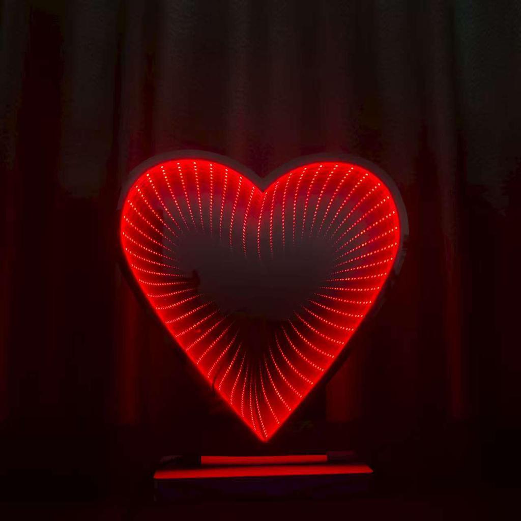 3D Valentine Heart LED Tunnel Light: Luminous Mirror Decoration for Party Atmosphere
