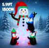 5.91FT Inflatable Snowman Penguin Family Set Toy Xmas Yard Decoration Festive Gift LED Lit Christmas Supplie Home Decor Ornament
