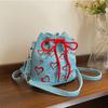 Large Capacity Drawstring Crossbody Bag INS Hearts Embroidery Handbag  Summer Season