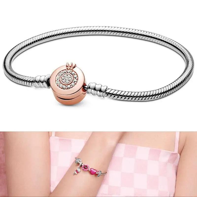 

Срібний браслет зі зміїної кістки 925 проби підходить для оригінальної підвіски для сковороди. Жіночі ювелірні вироби. 18cm