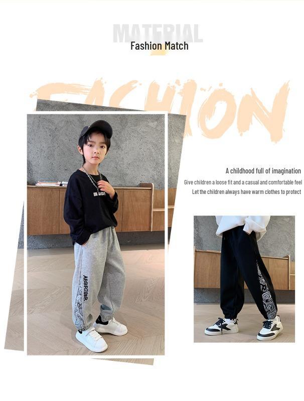 2025 Boys' Fleece-Lined Winter Pants - Stylish One-Piece Sports Trousers for Medium & Large Children