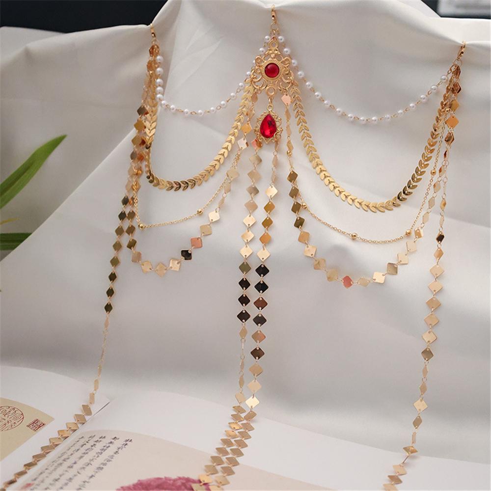 Detachable Hanfu Waist Chain Long Tassel Alloy Press Chain Hanfu Outfit Accessories  for Women