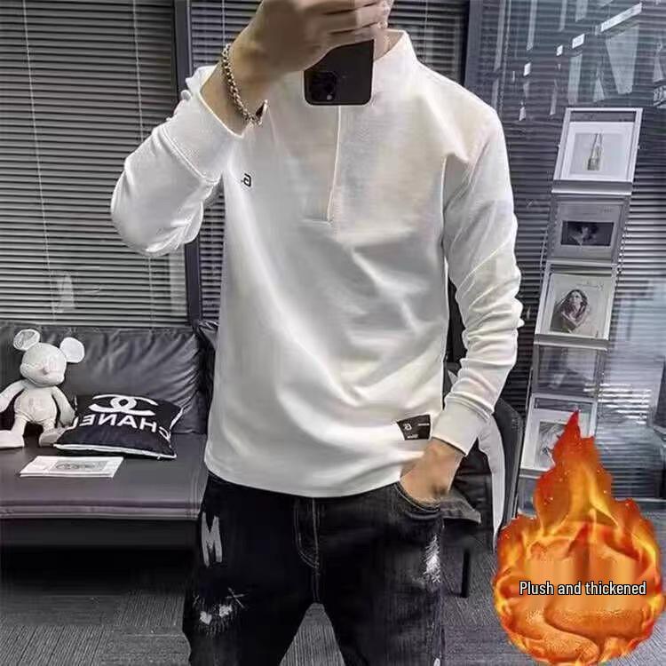 Men's Solid Color Stand Collar Hoodie - Spring/Autumn 2024 Casual Long Sleeve Outerwear