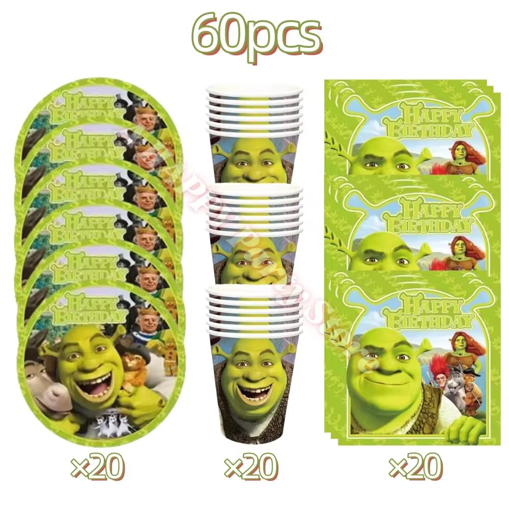 Monster Shrek Birthday Party Decoration Prince Donkey Green Princess Balloons Cup Plate For Kids Baby Shower Party Favor Gifts