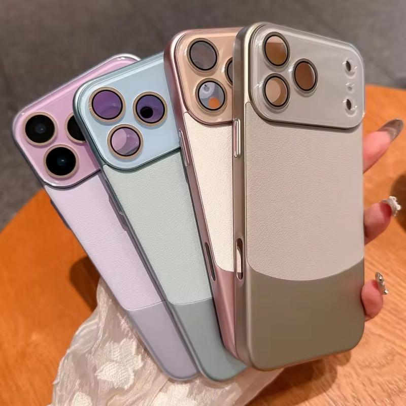Napa Deri Liçi Desenli İki Tonlu Kılıf iPhone 17 Pro Max 17 Pro Air 16 Plus 15 14 13 12 11 Pro Lens Koruyucu Kapak