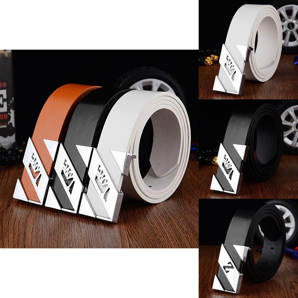 Trendy White Pu Casual Belt For Men And Women Stylish Smooth Buckle Unisex Design
