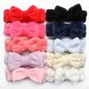 Hair Bows Head Bands for Women Coral Fleece Solid Headband Makeup Elastic Bowknot Headwrap Girl Accessories Cute Soft Turban Bandage