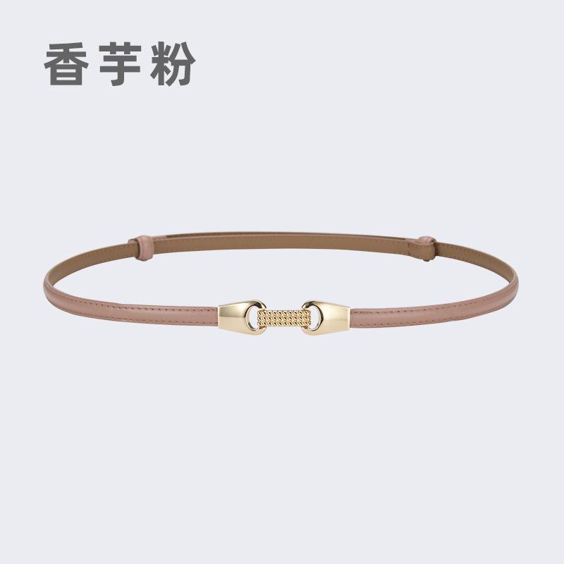 Fine Belt Women'S Leather Button Belt Women'S Casual Pants Belt Chain