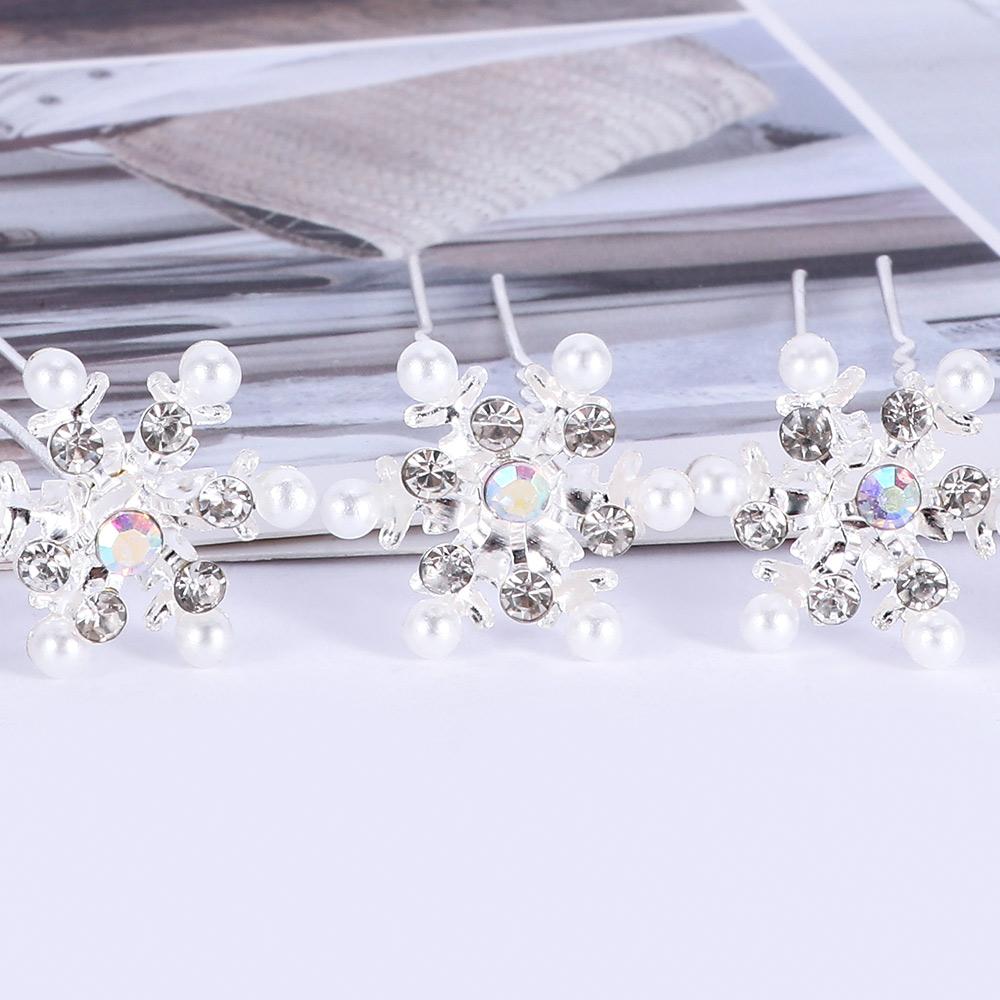 Delicate Women Wedding Bridal Pearl Flower Crystal Rhinestone Headwear Hair Clips Hair Pin