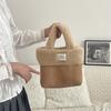 Stylish Brown Plush Tote Bag For Women Large Capacity Soft Casual Commuter Handbag