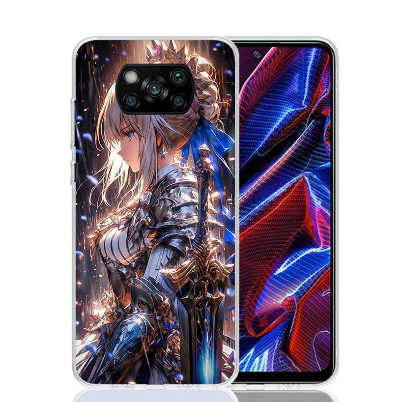 Fate Zero Stay Night Saber Phone Case For Xiaomi Poco X7 X6 X5 Pro F7 Ultra Redmi 15C 15 13 13C 12 12C 10 10A 10C 9 9A 9C 9T Cov