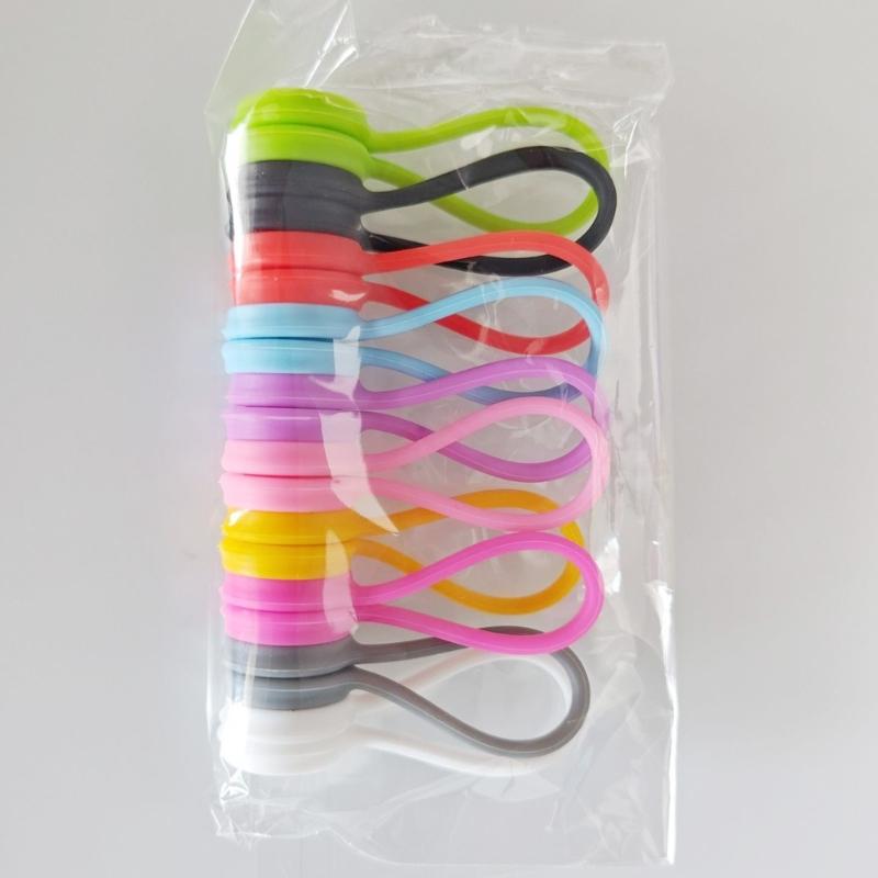 Pack of 10 Reusable Magnetic Cable Ties Cord Organization Silicone Magnetic Cord Ties for Bundling Stuff Book Marker