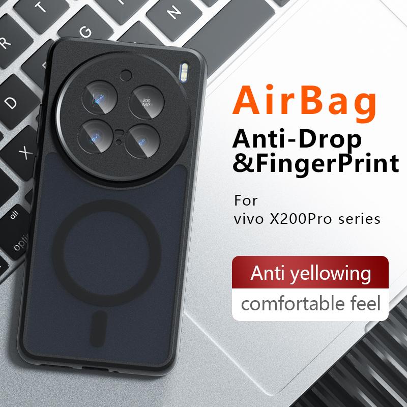 For Vivo X200 Pro FE Case Matte Magsafe Drop-proof Built-in Airbag Corner Non-yellowing Material Soft Cover