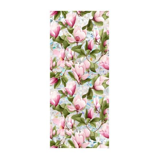 Flower Stained Glass Window Film Lotus Morning Glory Floral Window Cling Removable Decorative Static Sticker UV Blocking Privacy Decals for Living