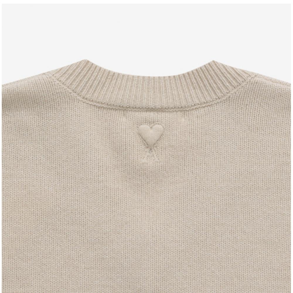 Ami Uks234 Kn0028 721 Ami De Coeur TOne On TOne Heart Logo V Neck Public Knit