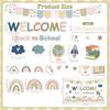 Welcome Bulletin Board Decorations Back to School Boho Classroom Decoration Boho Rainbow Welcome Back Bulletin Board Set Cutouts for School Office