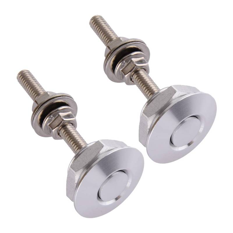 2pcs 30mm Universal Car Push Button Quick Release Hood Bonnet P Lock Clip Bumper Latch Silver