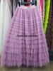 Women's Mesh Ruffle Midi Skirt - New Style Socialite Slimming Cake Skirt
