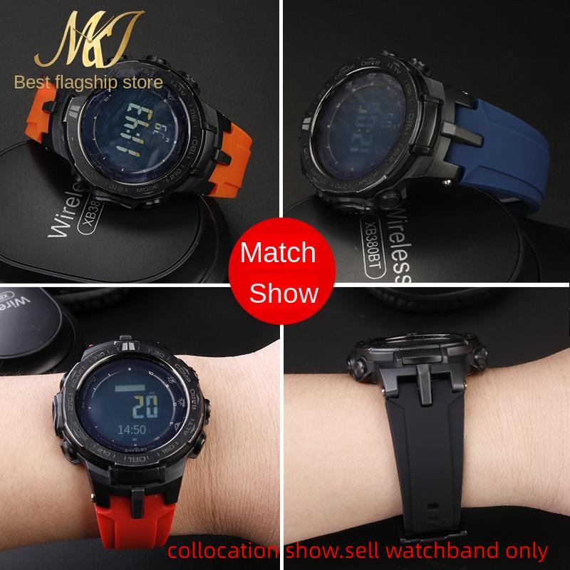 For Casio PROTREK watch strap PRW-6100Y PRW-3000 PRW-3100 PRW-6000Y/YT/FC-1 Men silicone watchband Stainless steel watch buckle