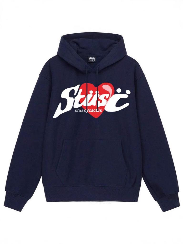 Unisex Heart Mercury Print Heavyweight Hooded Sweatshirt - Trendy STUSS Original