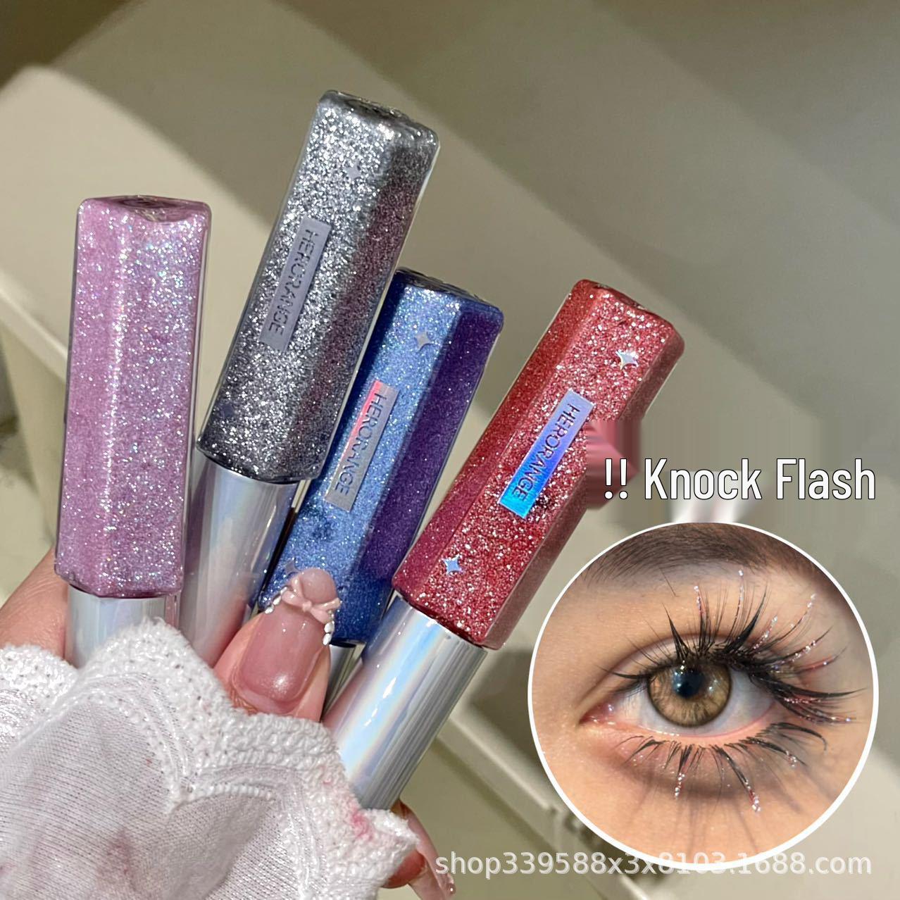 Korean Style Glitter Mascara: Waterproof, Smudge-Proof, Lengthening, Thickening, Curling Eyelash Serum 01# Crushed Diamond Purple