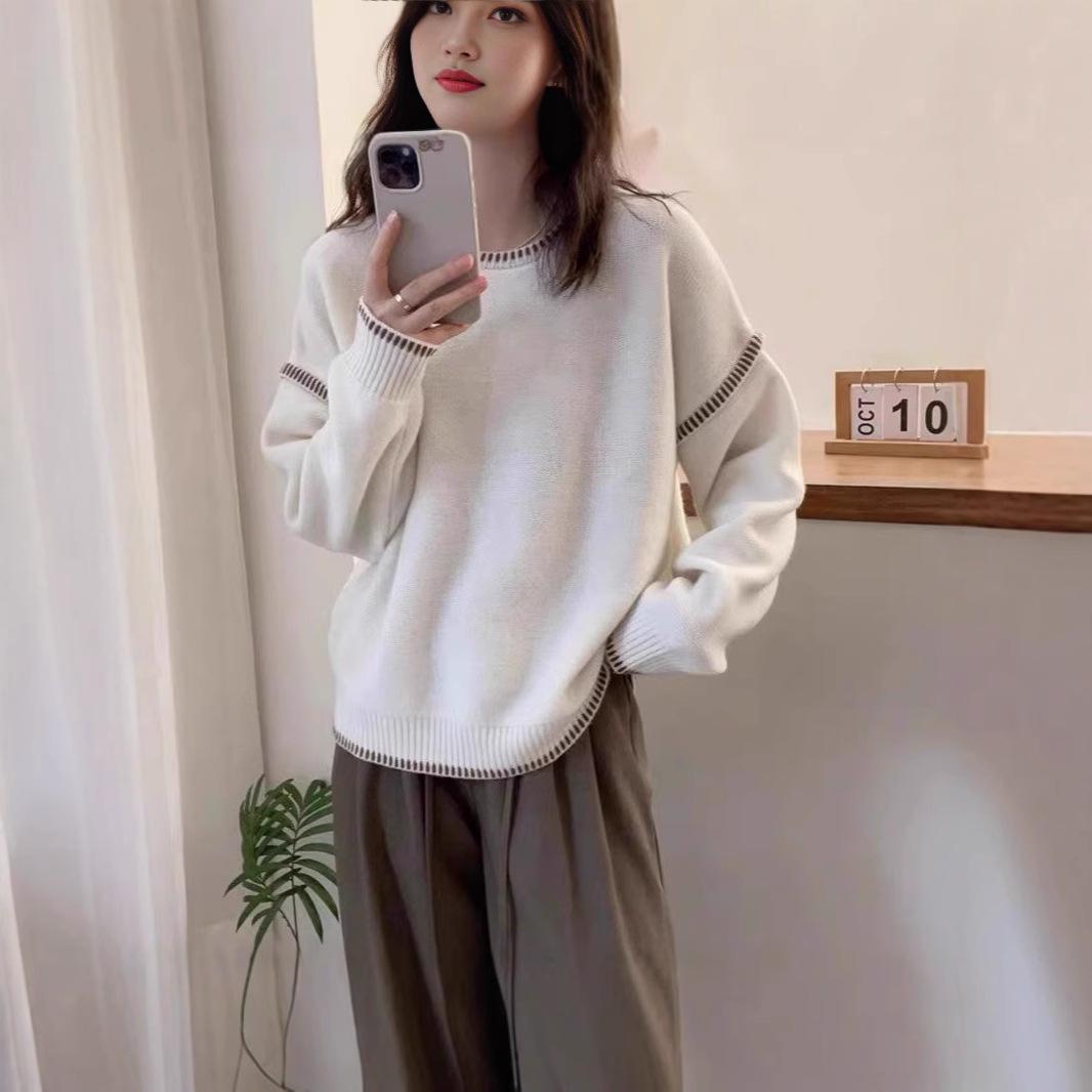 

Korean Patchwork Color Block Winter Wool Knit Sweater - Soft, Thick, Loose Fit Pullover S