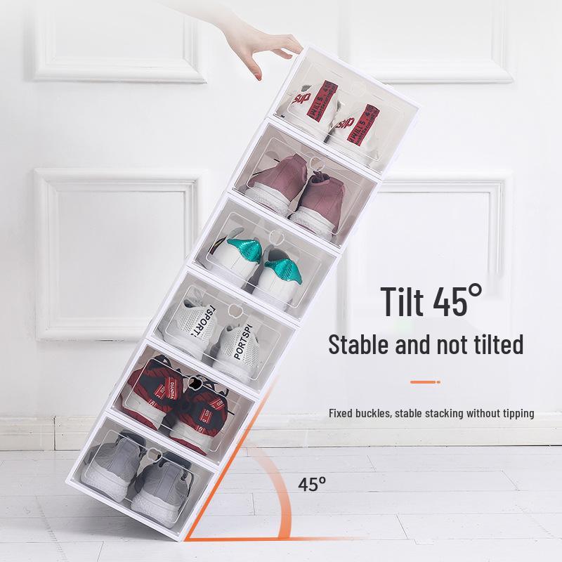 Transparent Modular Shoe Storage Box for Home - Dustproof Plastic, Unisex
