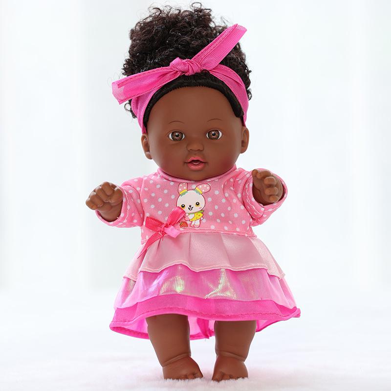20cm African American Vinyl Reborn Doll - Cute Plush Toy for Children