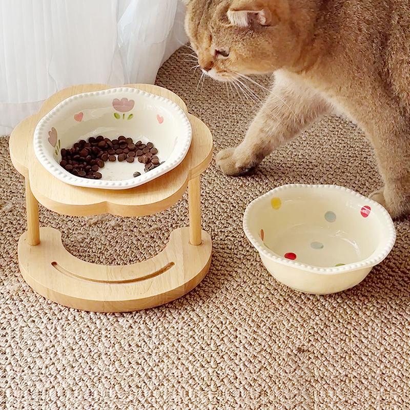 Ceramic Pet Cat Bowl Pet Drinking Water Feeding Bowl Ceramics Cat Food Dog Food Utensils Cat Dog Pet Supplies Accessories