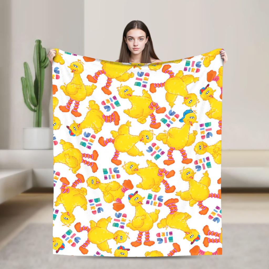 Super Warm Blanket Airplane Travel Zoe and Rosita on Yellow Bedding Throws S-Sesames Streets Flannel Bedspread For Couch Bed