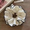 1pc Black and White Polka Dots Four-layer Pleated Large Intestine Hair Ring,simple and Elegant Head Flower Tied Ponytail and Bun