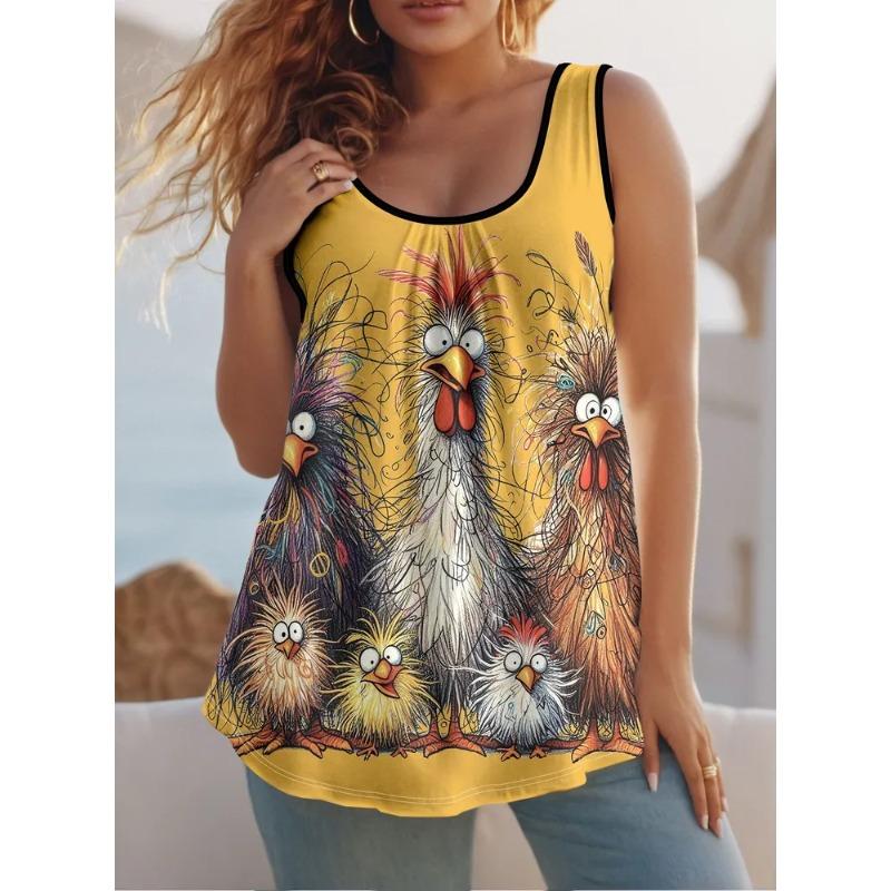 Women's Sleeveless Vest Creative Colorful Pattern Printing Comfortable Soft Fashionable Versatile Summer Oversized Vest