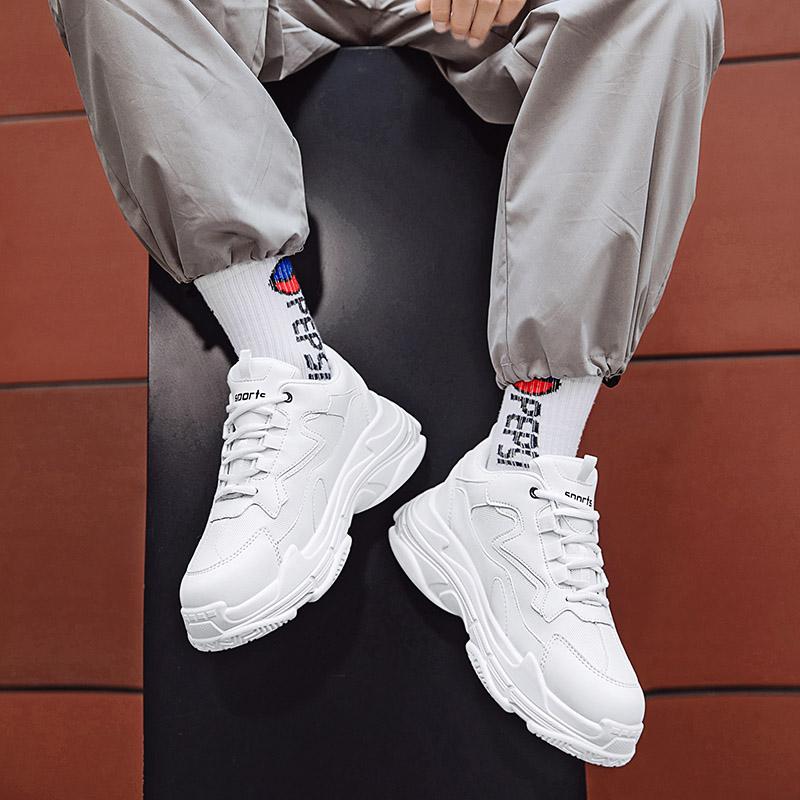 Fashion Sneakers Casual and trendy men's shoes comfortable design Outdoor street walking Youth thick soled sports shoes Black and white