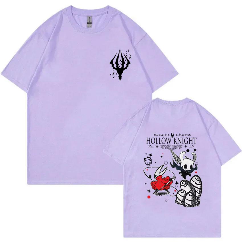 Hollow Knight Doppelseitiges Grafik-T-Shirt Unisex Damen Spiel-Liebhaber T-Shirts Unisex Mode Cartoon Übergroßes Kurzarm-T-Shirt