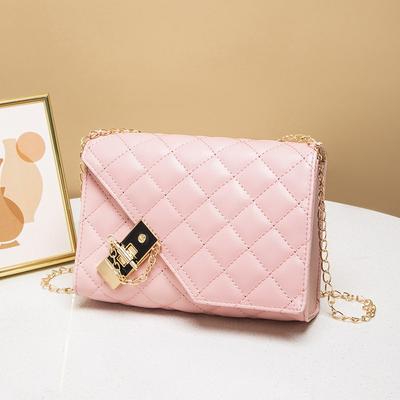 New Bag Women's Single Shoulder Oblique Span Small Square Bag Missing Corner Style Fashion Women's Bag Rhombus Lock Women's Bag One Piece Hair