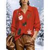 2026 New Women's Loose Printed Faux Wool Knitted Pullover Santa Claus Reindeer Snowflake Pattern Holiday Top