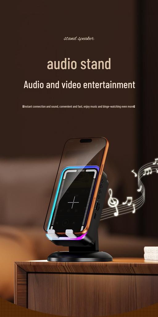 3-in-1 RGB Wireless Charging Stand with Bluetooth Speaker & Phone Holder