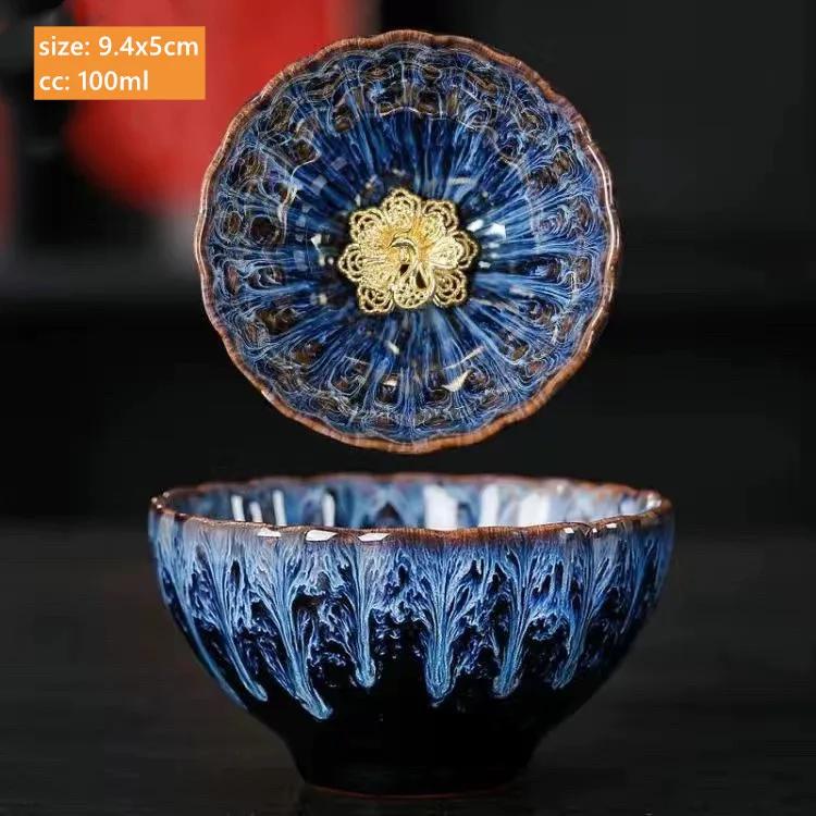 1 шт./140 мл Красочная чашка для чая «Павлин» Высококачественная керамическая мастер-чашка Античная печь Медитационная чайная чашка Бытовая маленькая чайная пиала See options chart