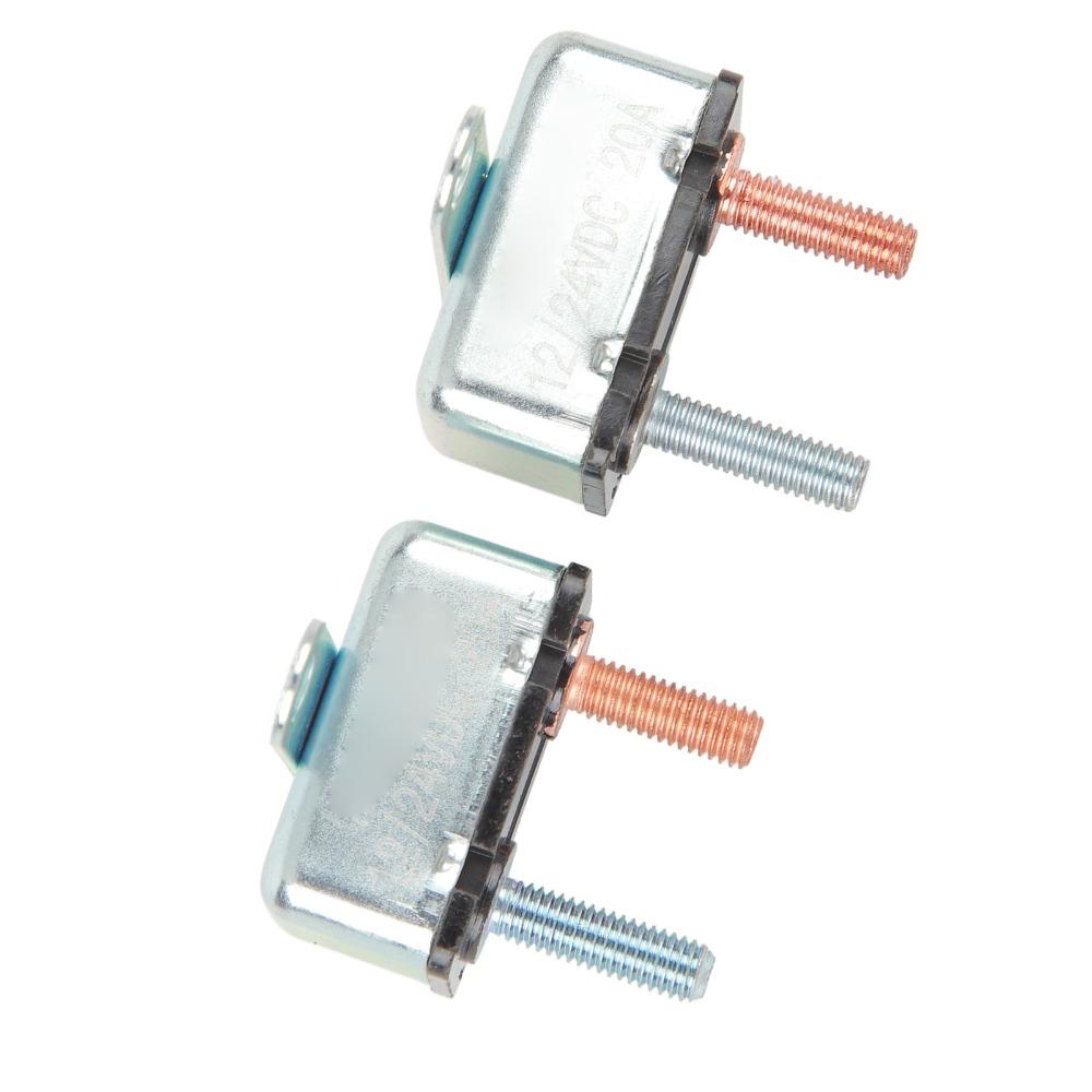 2Pcs 12V/24V Automatic Reset Circuit Breaker 20A Universal 12V/ 24V Circuit Breaker Auto Reset Circuit Breaker Wide Application