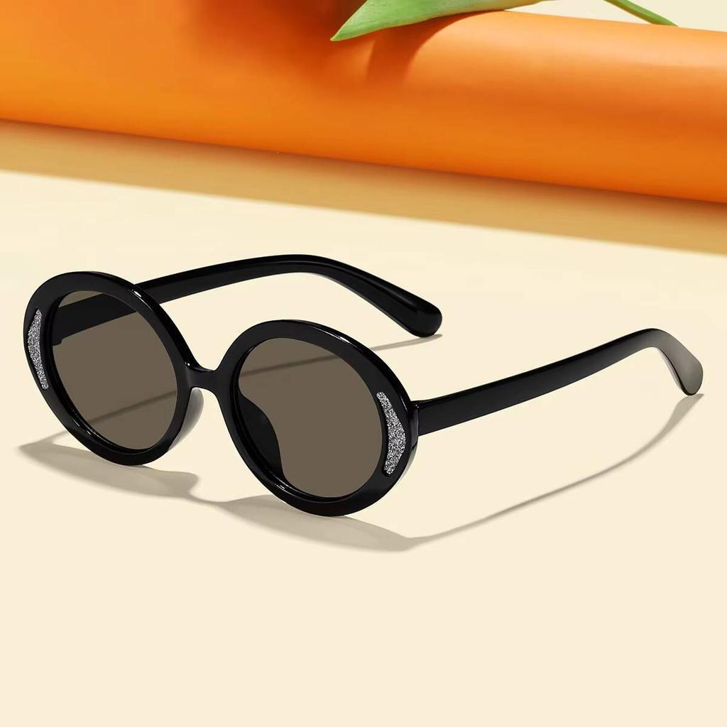 2026 Children's Candy Color Fine Flash Oval Frame Cute Baby Trendy Fashion Street Photography Sunshade Sunglasses