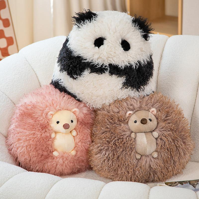 Cartoon Panda Hedgehog Plush Pillow Lumbar Cushion For Kids And Sofa Decor