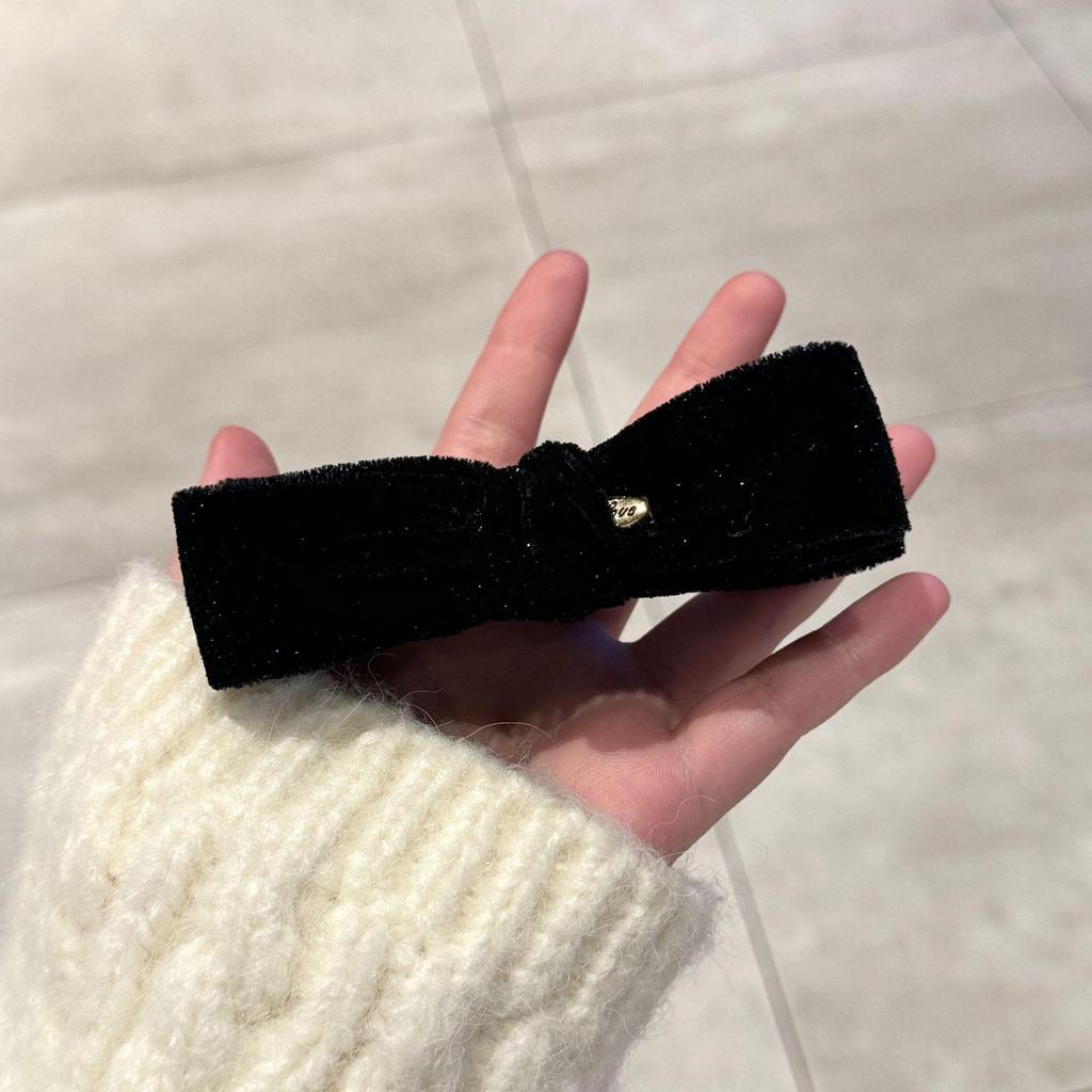 Retro Gold Samt Glitzer Schleife Bananenclip für Damen - Herbst/Winter Hoher Pferdeschwanz Haarschmuck