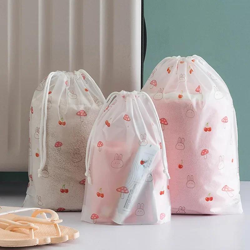 1 Stück Transparente Kordelzug Kosmetiktasche Kleidung Unterwäsche Schuhe Organizer Beutel Reise Toilettenartikel Kosmetik Cartoon Aufbewahrungstasche
