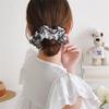 Premium Headdress Extra Large  Floral Sweet Scrunchie Ink Flower Binding Hair Tie Elastic Scrunchie For Graceful Lady