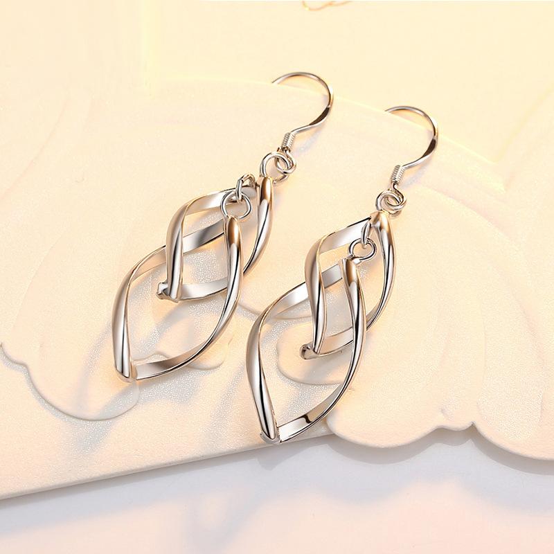 VENTFILLE 925 Stamp Silver Color Drop Long Earrings For Women Girl Temperament Simplicity Jewelry Birthday Gift Dropshipping