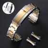 Luxury Curved Flat End Watch Strap 20mm 21mm 22mm Solid Stainless Steel Bracelet for Rolex for Oyster Metal Folidng Buckle Band