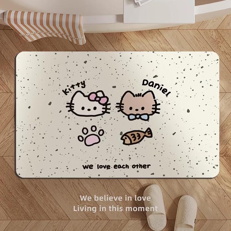 OEING Cartoon Cat Diatomaceous Earth Bathroom Mat