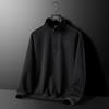Men's Loose Standing Collar Half Zipper Casual Pullover Top with Long Sleeves